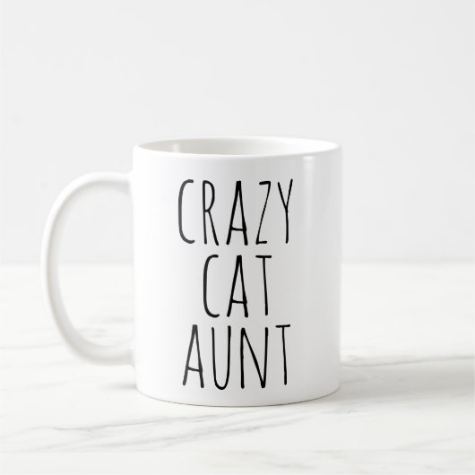 Crazy Cat Aunt Text Design コーヒーマグカップ (左)