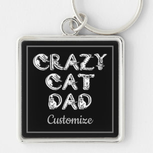 Crazy Cat Dad White Logo Key Chain キーホルダー
