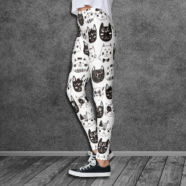 Crazy Cat Faces Pattern レギンス