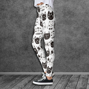 Crazy Cat Faces Pattern レギンス