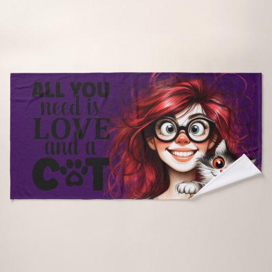 Crazy Cat Lady  バスタオル (バスタオル)