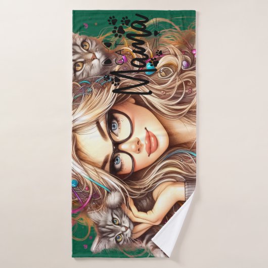 Crazy Cat Lady  バスタオル (バスタオル)