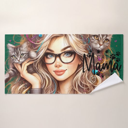 Crazy Cat Lady  バスタオル (バスタオル)