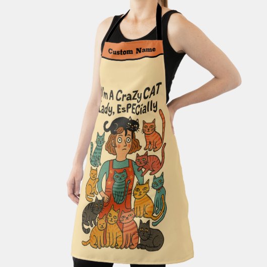 Crazy Cat Lady Apron – Whimsical & Bold エプロン (インサイチュ)