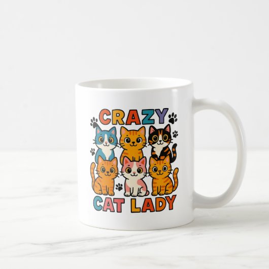 Crazy Cat Lady Cat Stack  コーヒーマグカップ (右)