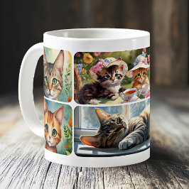 Crazy Cat Lady Fine Art Collage コーヒーマグカップ