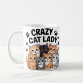 Crazy Cat Lady Funny Cat Lover Coffee Mug コーヒーマグカップ (左)