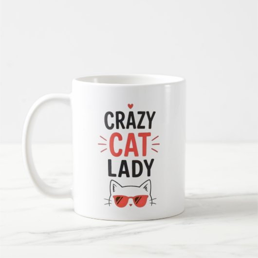 Crazy Cat Lady Funny Cute Cat Lover Design  コーヒーマグカップ (左)