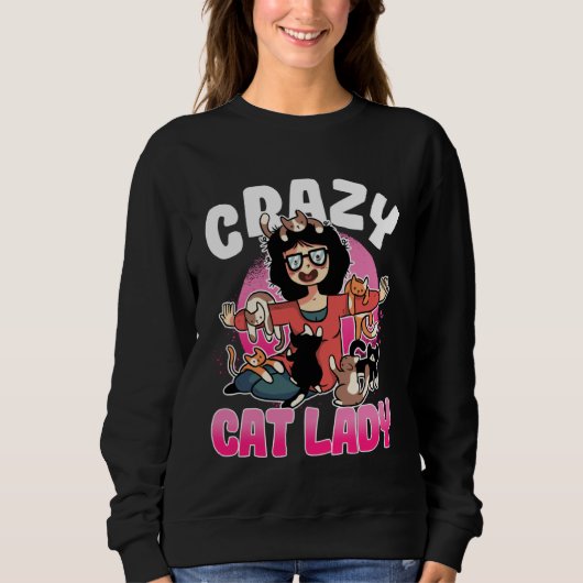Crazy Cat Lady Motif Great Cat Mum Grandma スウェットシャツ (正面)