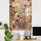 Crazy Cat Lady Poster - Cat Digital Art Wall Print ポスター (ホームオフィス)