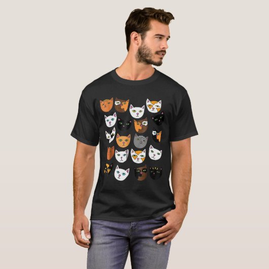Crazy Cat Lady Shirt Cute Cat Pattern Caturday Tee Tシャツ (正面フル)