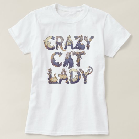 Crazy Cat Lady White Tシャツ (デザイン正面)
