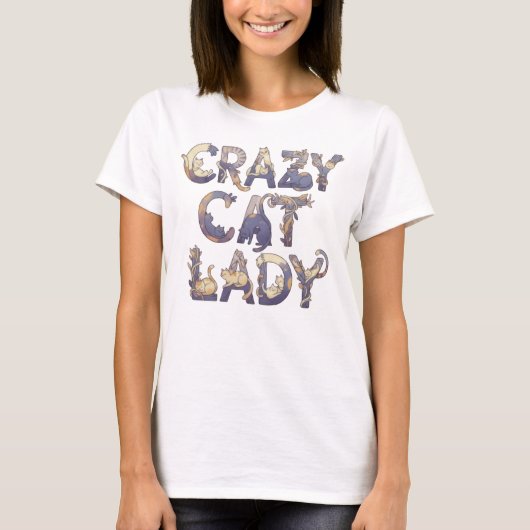 Crazy Cat Lady White Tシャツ (正面)