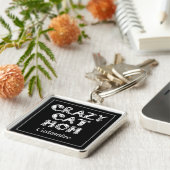 Crazy Cat Mom White Logo Key Chain キーホルダー (側面)