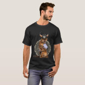 Crazy Cat Viking Thor Cat With Hammer  1 Tシャツ (正面フル)