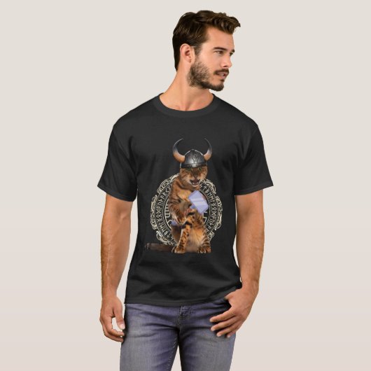 Crazy Cat Viking Thor Cat With Hammer 1 Tシャツ (正面フル)