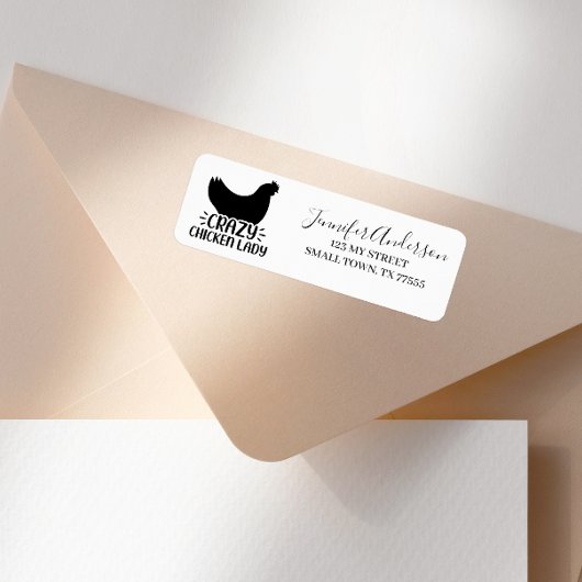 Crazy Chicken Lady Farm Fun Address ラベル