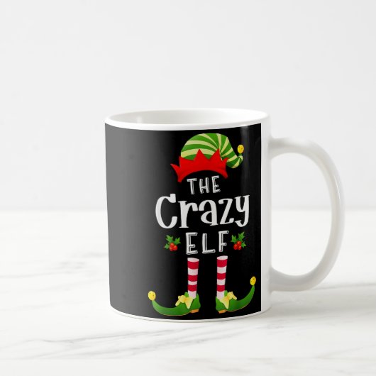 Crazy Christmas Elf Matching Pajama X-mas Party  コーヒーマグカップ (右)