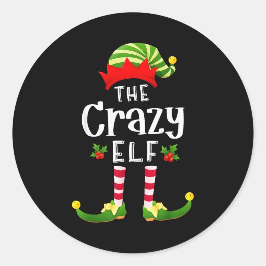 Crazy Christmas Elf Matching Pajama X-mas Party  ラウンドシール (正面)