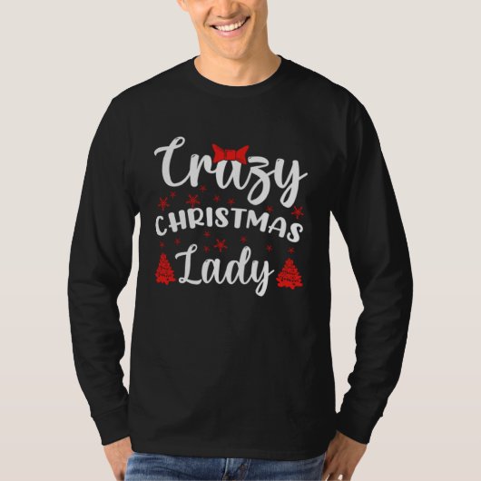 Crazy Christmas Lady Buffalo Plaid Red  Xmas Tシャツ (正面)