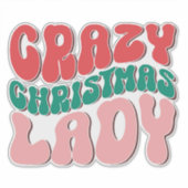 Crazy Christmas Lady Retro Holiday Funny Festive シール (正面)