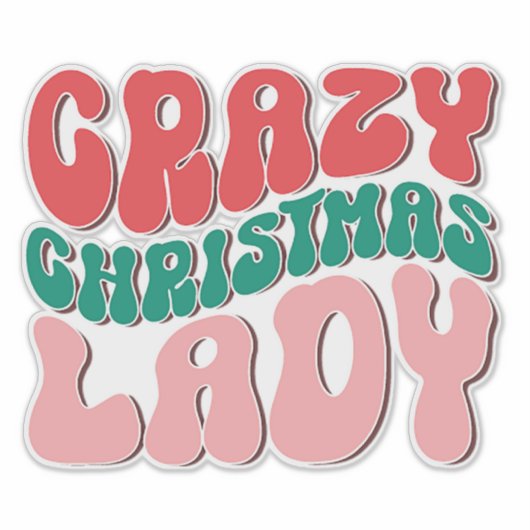 Crazy Christmas Lady Retro Holiday Funny Festive シール (正面)