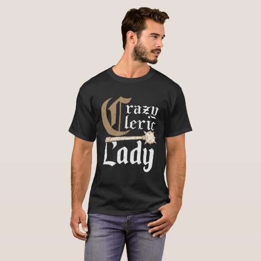 Crazy Cleric Lady Medieval Role Playing Tシャツ (正面フル)