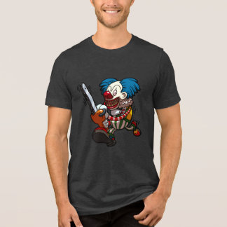 Crazy Clown Halloween Horror Chainsaw Cartoon トライブレンドＴシャツ