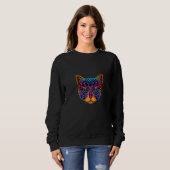 Crazy Colourful Cat Cat  Mandala Hoodie スウェットシャツ (正面フル)