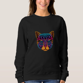 Crazy Colourful Cat Cat  Mandala Hoodie スウェットシャツ