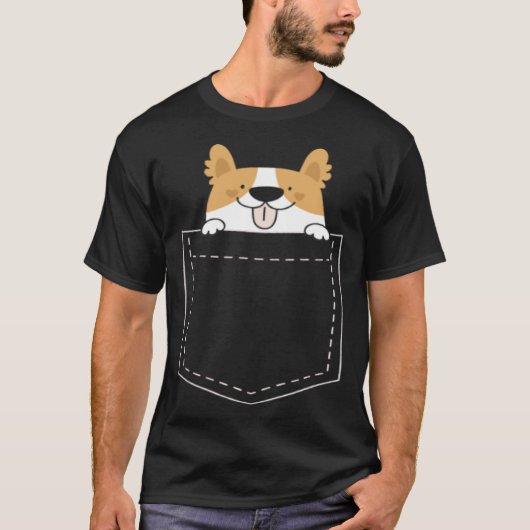 Crazy Corgi Lady Pocke Tシャツ (正面)