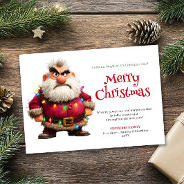 Crazy cranky Santa digital Christmas greeting card シーズンカード