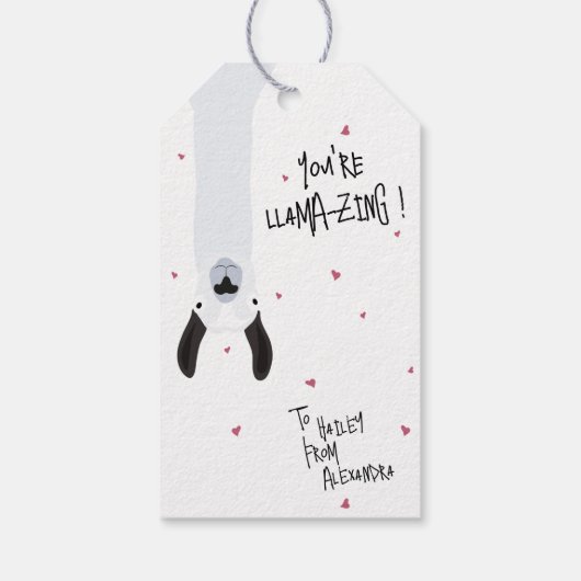 Crazy Cute “You’re Llama-zing” Llama Pun  ギフトタグ (裏面)