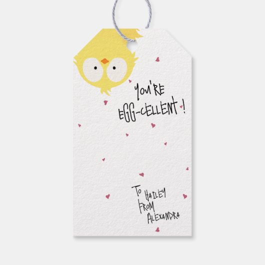Crazy Cute “You're Egg-cellent!” Chicken Pun ギフトタグ (裏面)