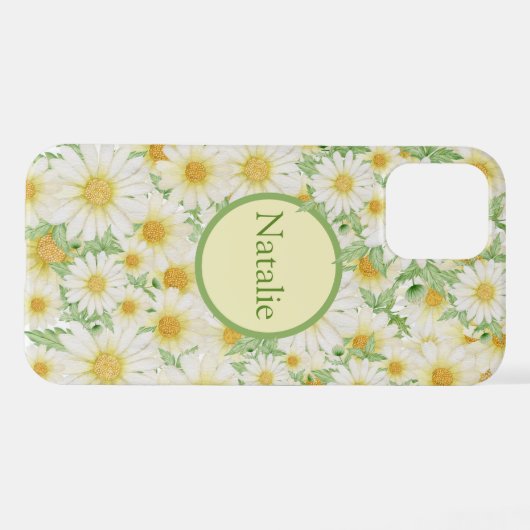 Crazy Daisy Floral Personalized  iPhone Case iPhoneケース (裏面横)