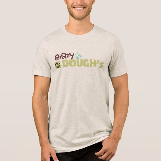Crazy Doughの面白いキャラクターロゴデザイン トライブレンドTシャツ (正面)