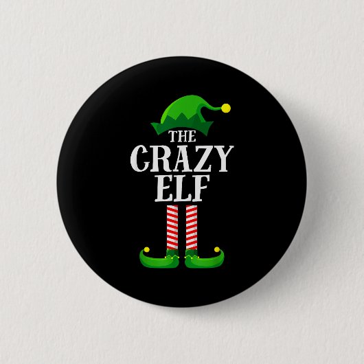 Crazy Elf Matching Family Group Christmas Party Py 缶バッジ (正面)
