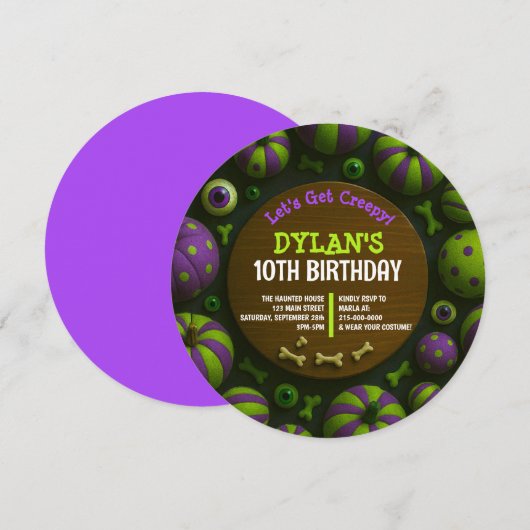CRAZY EYEBALLS ハロウィン 誕生日パーティー招待状 招待状 (正面/裏面)