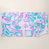 crazy fantasy maps white and aqua ビーチタオル (正面)