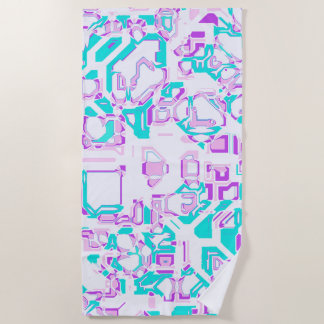 crazy fantasy maps white and aqua ビーチタオル