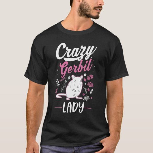 Crazy Gerbil lady Racing Rat Girl 1 Tシャツ (正面)
