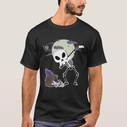 Crazy Halloween Alien Skull Dab Kids Skeleton Dabb Tシャツ (正面)