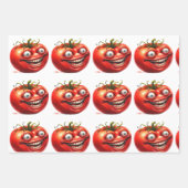 Crazy Happy Tomato Cartoon Funny  Wrapping Paper ラッピングペーパーシート (正面3)
