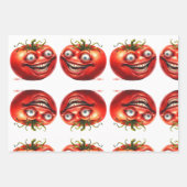 Crazy Happy Tomato Cartoon Funny  Wrapping Paper ラッピングペーパーシート (正面)