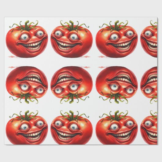 Crazy Happy Tomato Cartoon Funny  Wrapping Paper ラッピングペーパー (フラット)
