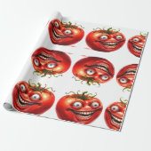 Crazy Happy Tomato Cartoon Funny  Wrapping Paper ラッピングペーパー (アンロールド)