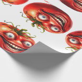 Crazy Happy Tomato Cartoon Funny  Wrapping Paper ラッピングペーパー (角)