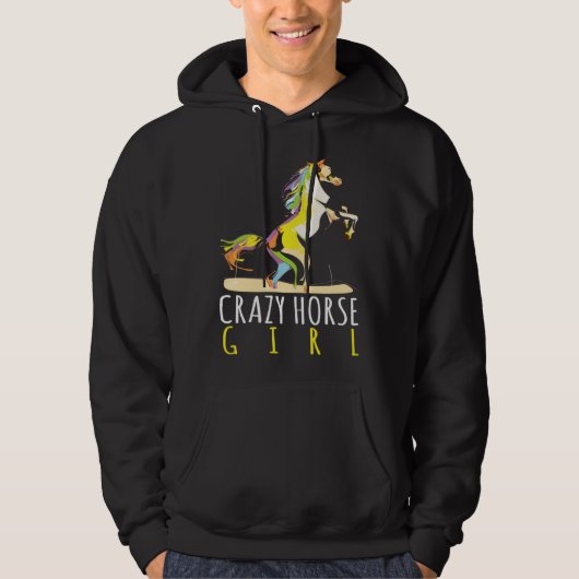 Crazy Horse Girl Horseback Riding Equestrian Horse パーカ (正面)