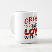 Crazy in Love Valentine Typography コーヒーマグカップ (正面左)