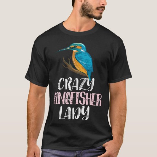 Crazy Kingfisher Lady u2013 Cute Kingfisher Bird Tシャツ (正面)